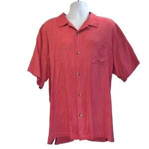 Tommy Bahama Mens XXL Pale Pinkish Red 100% Silk Button Up Top Vacation/Cruise
